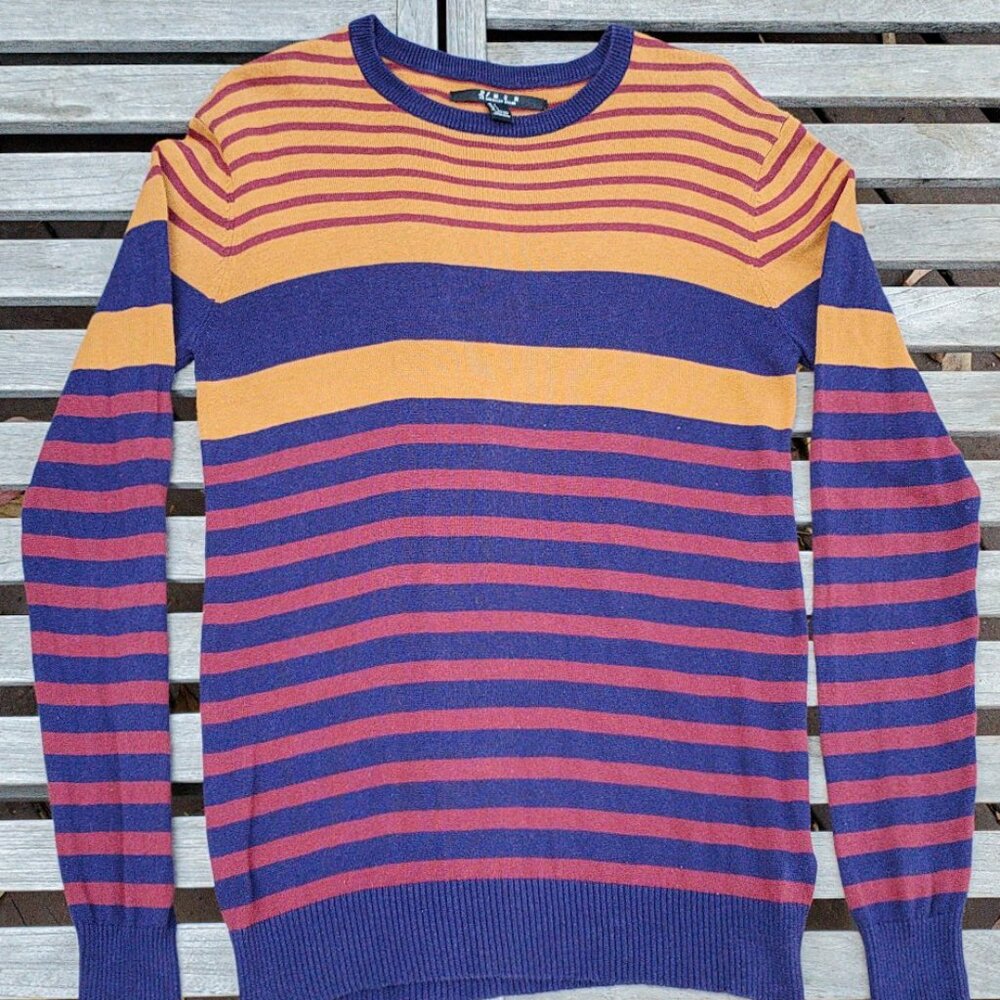 Forever 21 knit sweater color block striped earthtones retro vintage Autumn fall